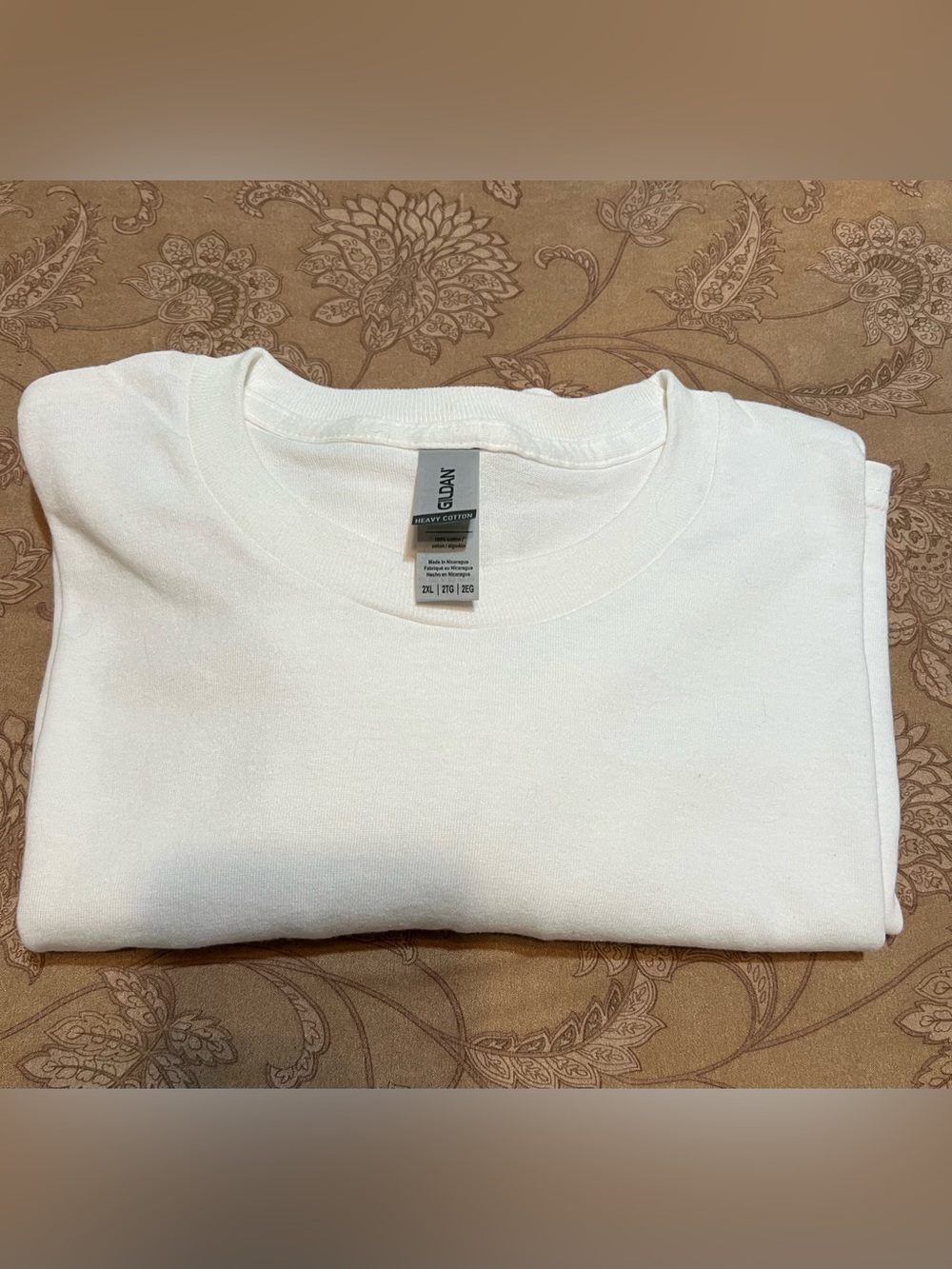 Gildan Heavy Cotton Men's Heavyweight White Crew Neck Long Sleeve Tee 2XL